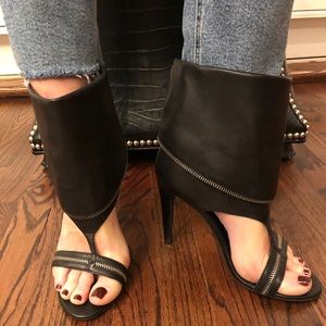 Jessica Simpson Leather & Zipper Sandal Booties